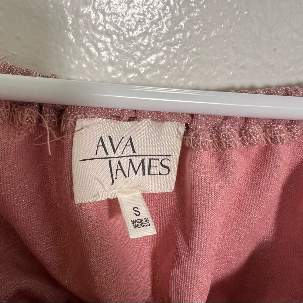 Ava James Off Shoulder Blouse Sparkly Light Pink Open Back S - Picture 7 of 8